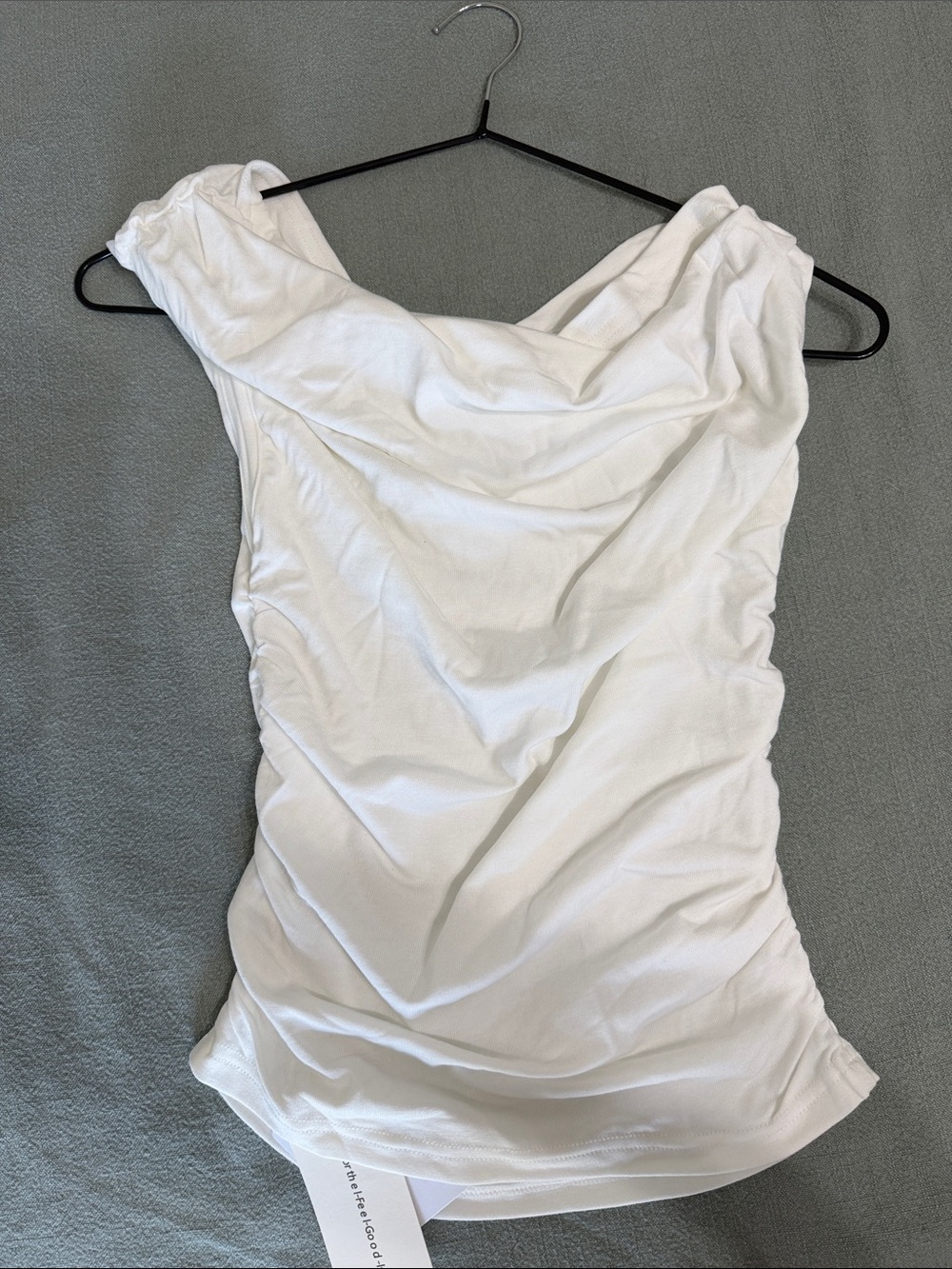White Draped Cowl Neck Women's top